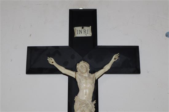 A Dieppe ivory crucifix, length 35cm